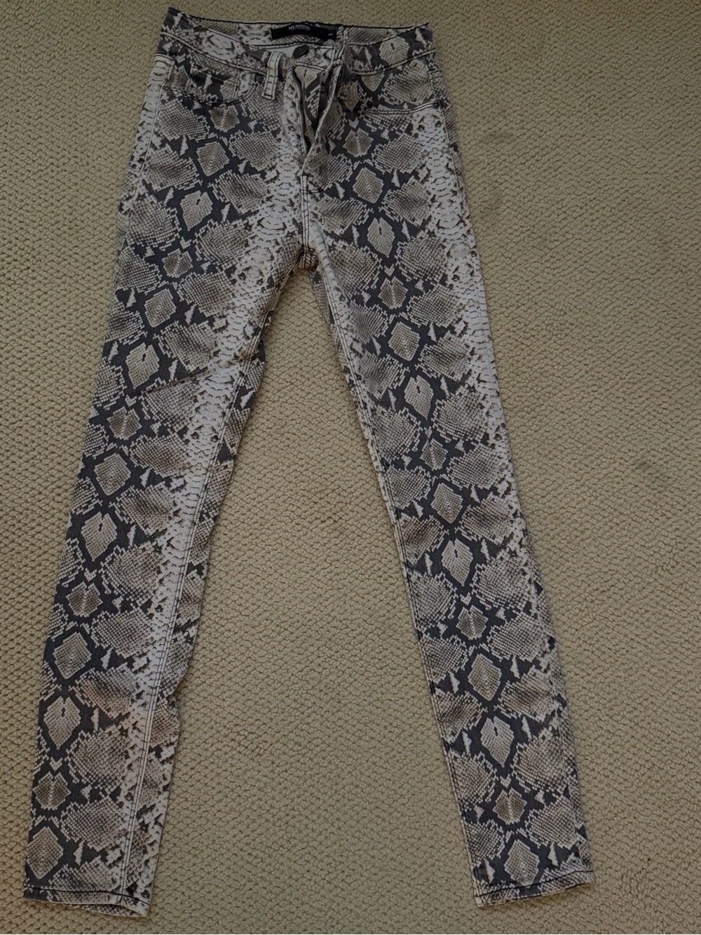 Hudson Jeans Snake Print Skinny Jeans in Black and Brown